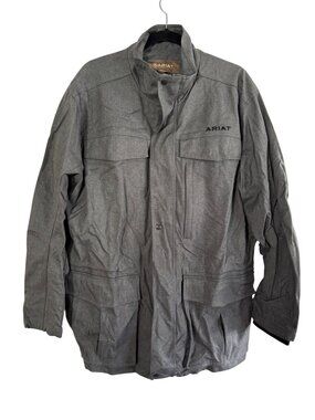 Ariat Mens Gray XL Jacket With Zipper & Snap Closures Multiple Pockets Lightweig